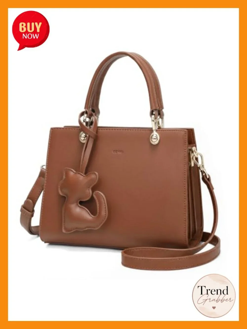 Crossbody Bags Top Handle Satchel Purse Vegan Leather Cat Pendant
